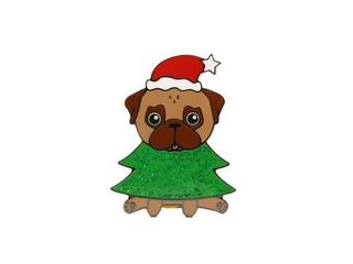 Gepersonaliseerde hard emaille pin kerst hond
